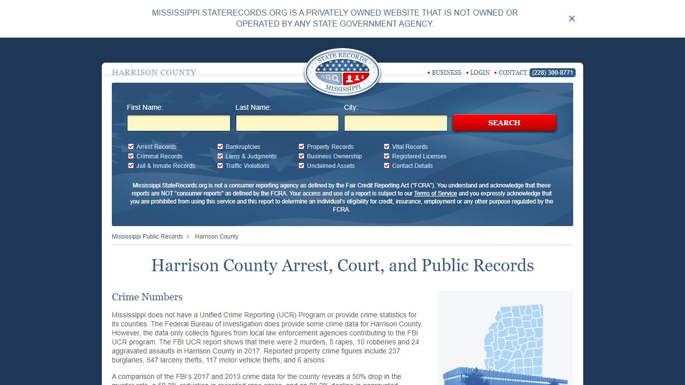 Harrison County Arrest, Court, and Public Records