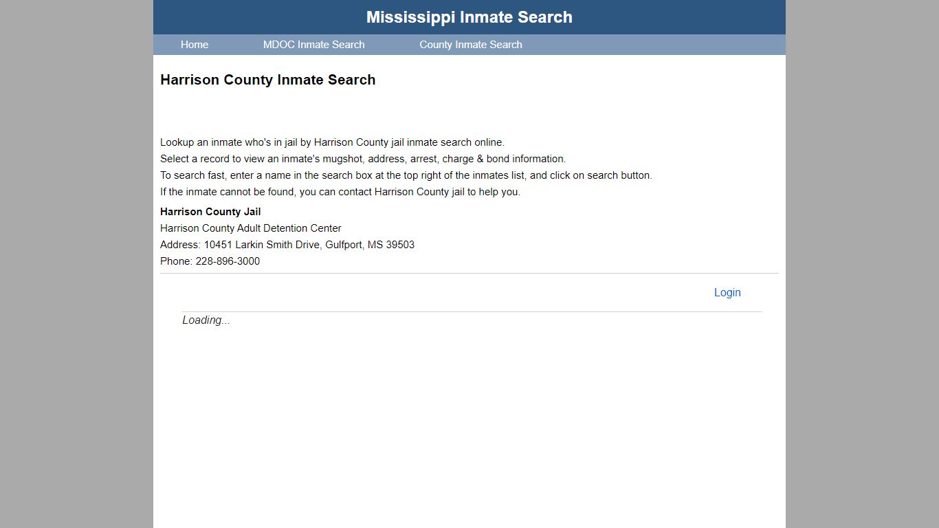 Harrison County Inmate Search - Mississippi Inmate Search